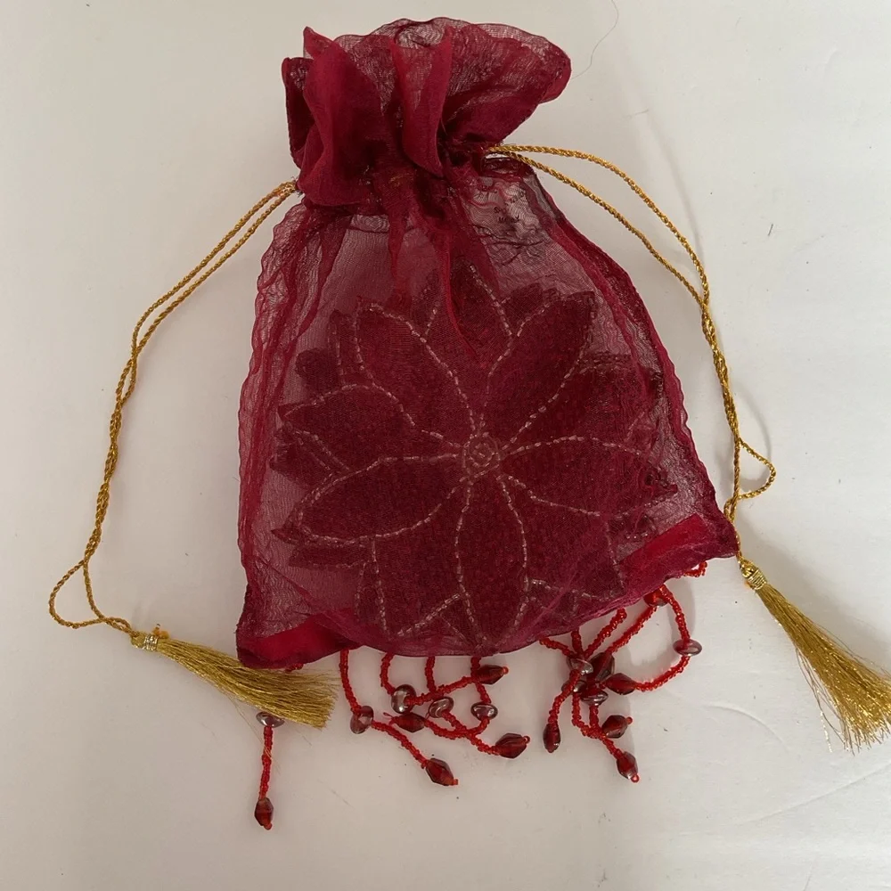 NWOT Red beaded poinsettia coasters